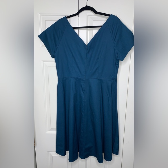 Women 1950s V-Neck Vintage Rockabilly Swing  Dress with Pockets (XXL) - Picture 7 of 9